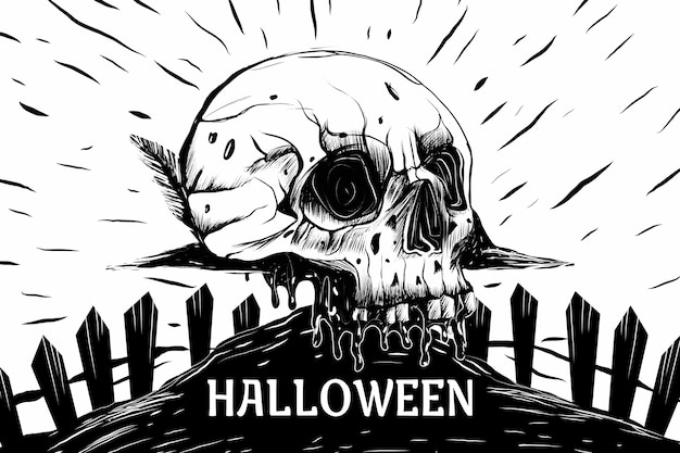 Free vector hand drawn background for halloween celebration