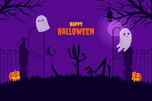 Free vector hand drawn background for halloween celebration