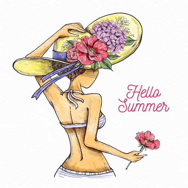 Free vector hand drawn background hello summer