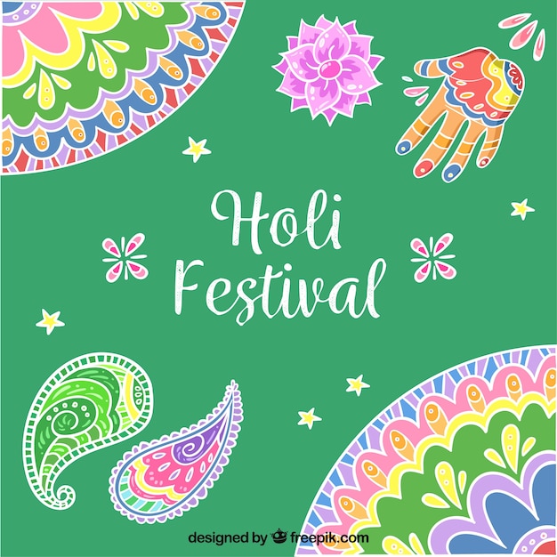 Hand drawn background holi festival