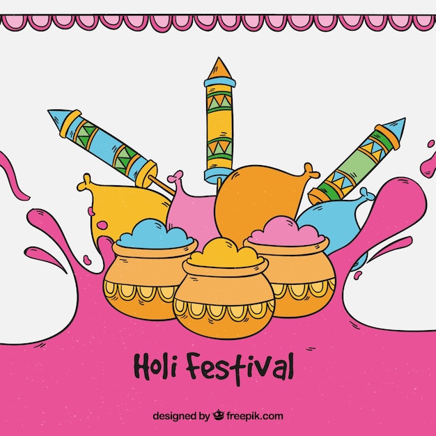 Free Vector hand drawn background holi festival