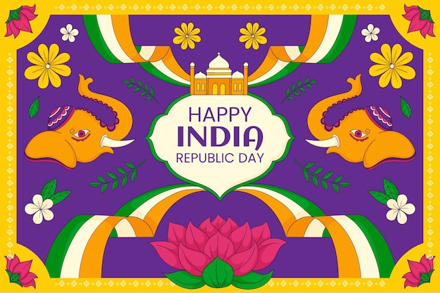 インドの共和国の日祝いの手描きの背景