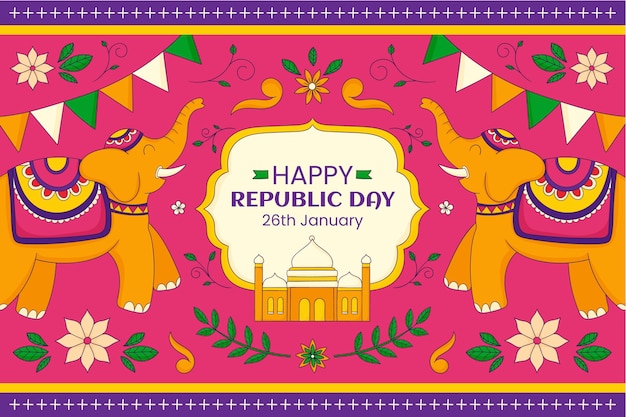 Vettore gratuito sfondo disegnato a mano per la celebrazione della giornata della repubblica indiana
