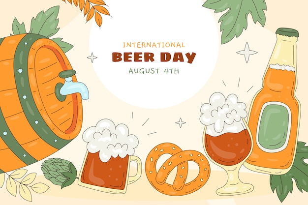 Free Vector hand drawn background for international beer day celebration
