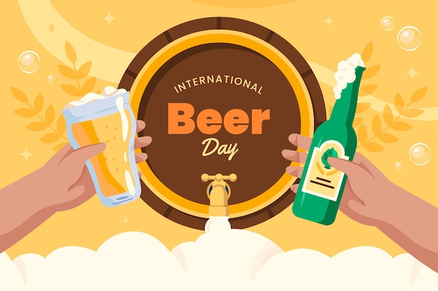 Free vector hand drawn background for international beer day celebration