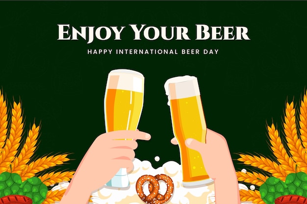 Free vector hand drawn background for international beer day celebration