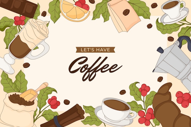 Free vector hand drawn background for international coffee day