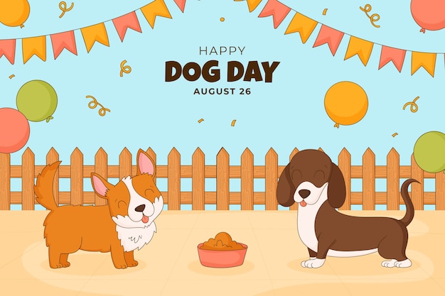 Hand drawn background for international dog day celebration