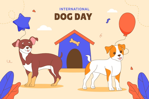 Free vector hand drawn background for international dog day celebration