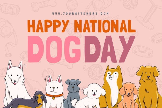 Free vector hand drawn background for international dog day celebration