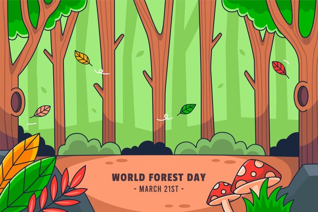 Free Vector hand drawn background for international forest day celebration
