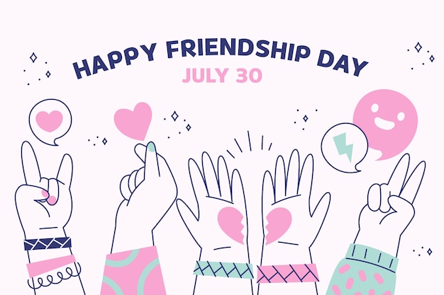 Free Vector hand drawn background for international friendship day celebration