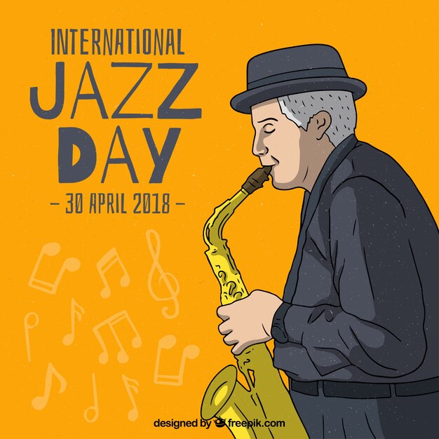 Hand drawn background for the international jazz day