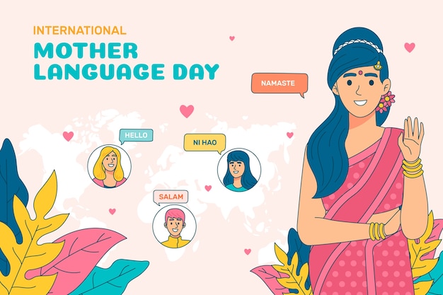 Hand drawn background for international mother language day