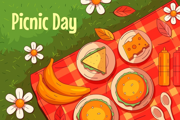 Free Vector hand drawn background for international picnic day