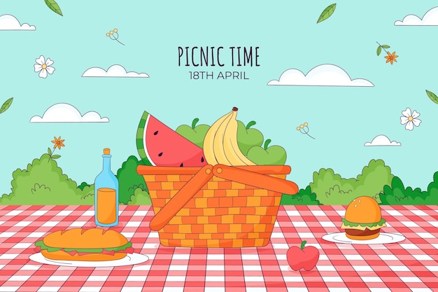 Free Vector hand drawn background for international picnic day