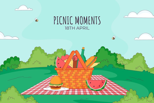 Free vector hand drawn background for international picnic day