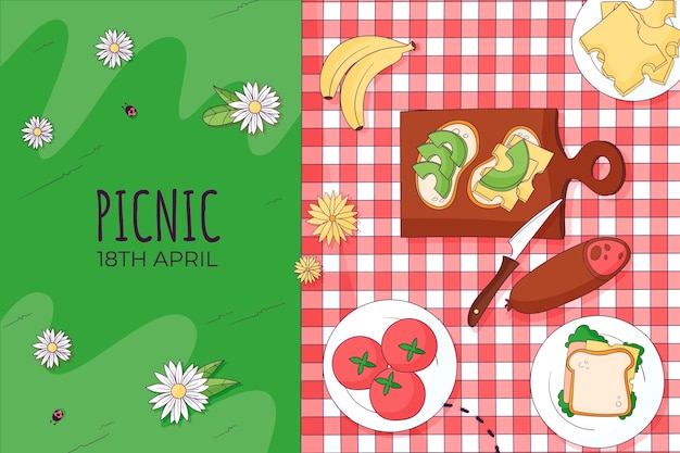 Free vector hand drawn background for international picnic day