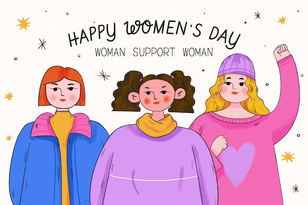 Free vector hand drawn background for international women's day