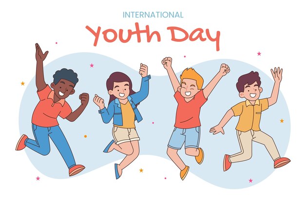 국제 청소년의 날 축하를위한 손으로 그린 배경