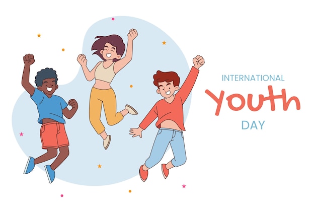 hand drawn background for international youth day celebration