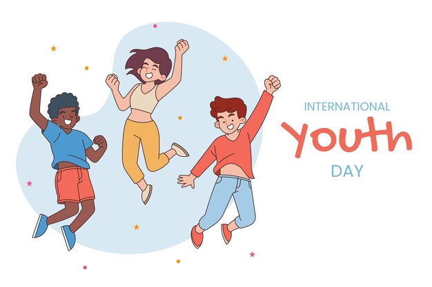 Hand drawn background for international youth day celebration