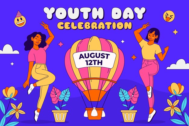 Free vector hand drawn background for international youth day celebration