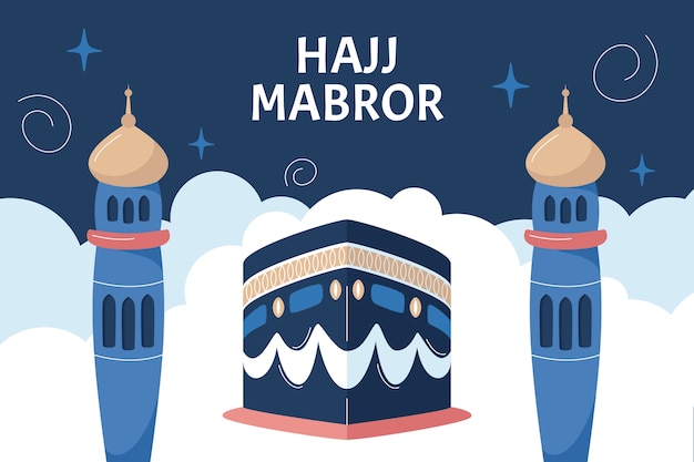 Free vector hand drawn background for islamic hajj pilgrimage