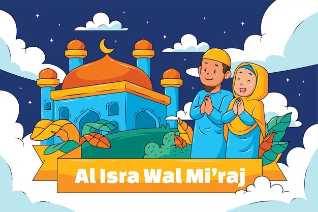 Hand drawn background for isra miraj