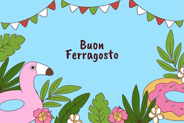 Free vector hand drawn background for italian ferragosto celebration