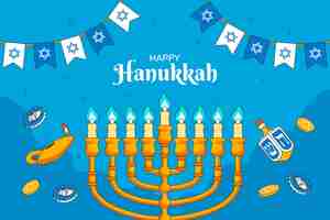 Vettore gratuito sfondo disegnato a mano per la festa ebraica di hanukkah