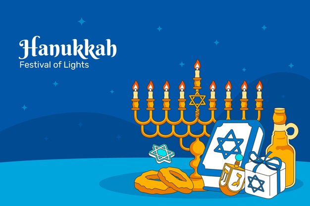 Hand drawn background for jewish hanukkah holiday