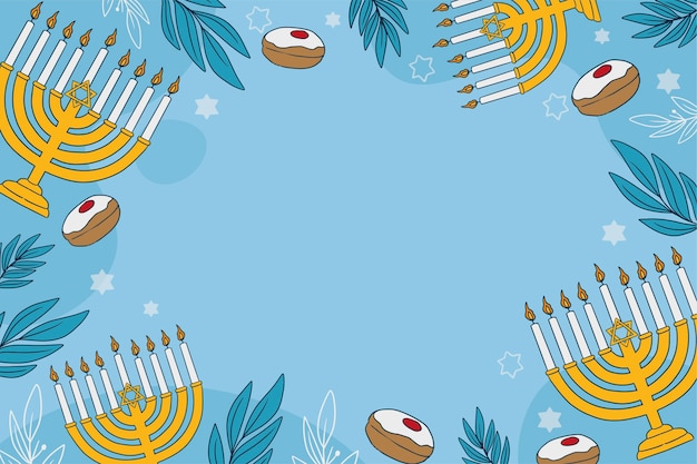 Vettore gratuito sfondo disegnato a mano per la festa ebraica di hanukkah