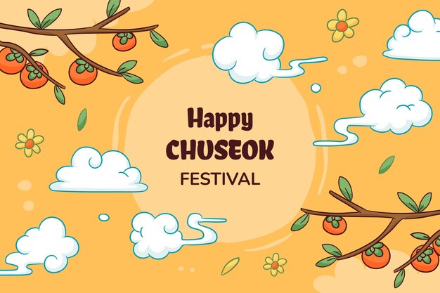 Hand drawn background for korean chuseok festival celebration