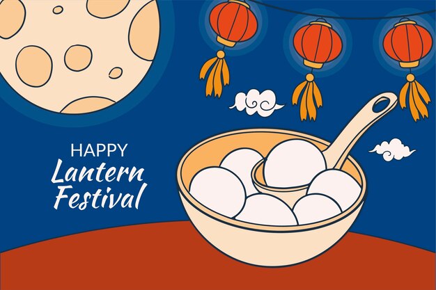 Hand drawn background for lantern festival celebration