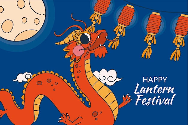 Hand drawn background for lantern festival celebration