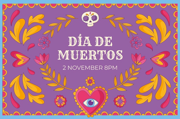 Vettore gratuito sfondo disegnato a mano per la celebrazione del dia de muertos messicano