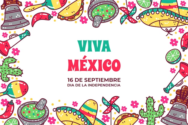 Hand drawn background for mexico independence celebration