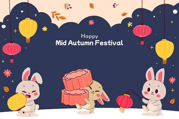 Hand drawn background for mid-autumn festival celebration