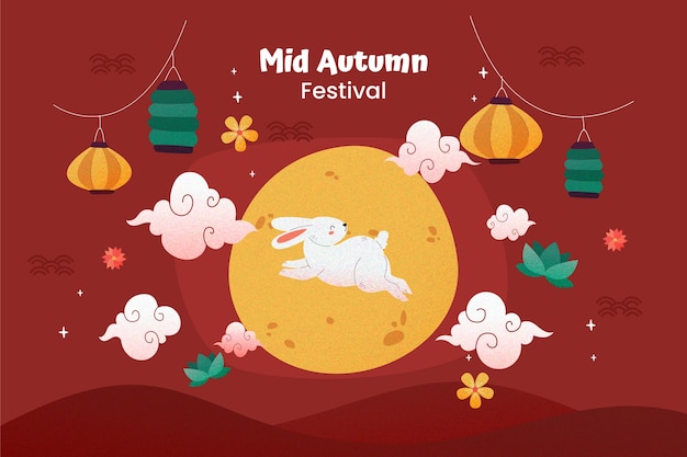 Free vector hand drawn background for mid-autumn festival celebration
