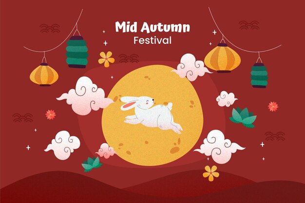 Hand drawn background for mid-autumn festival celebration