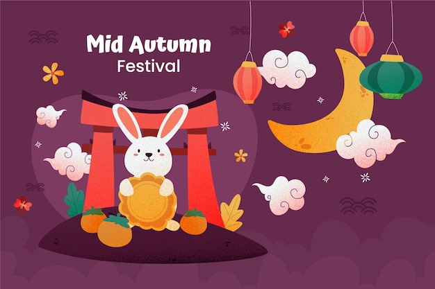 Vettore gratuito sfondo disegnato a mano per la celebrazione del festival di metà autunno