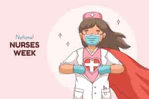 Free vector hand drawn background for national nurses week celebration