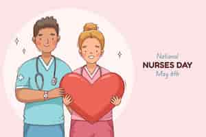 Free vector hand drawn background for national nurses week celebration