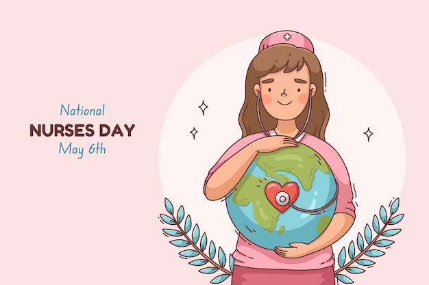 Free vector hand drawn background for national nurses week celebration