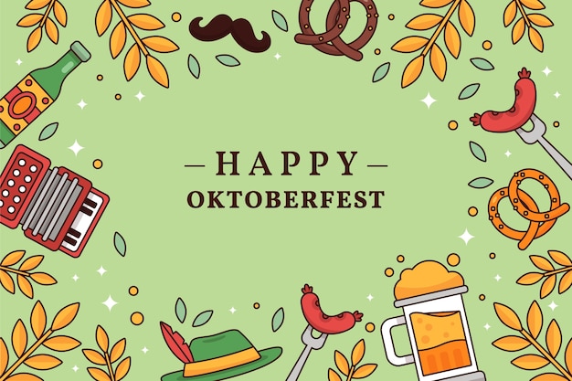 Vettore gratuito sfondio disegnato a mano per la celebrazione della festa della birra dell'oktoberfest