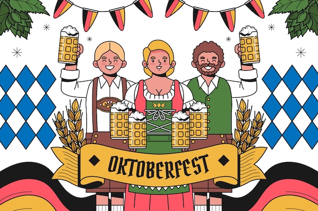 Sfondo disegnato a mano per la celebrazione del festival della birra oktoberfest
