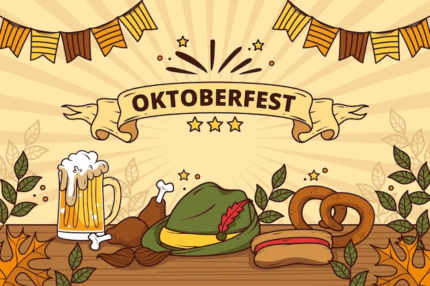 Sfondo disegnato a mano per il festival dell'oktoberfest