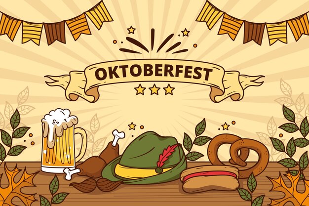 Hand drawn background for oktoberfest festival