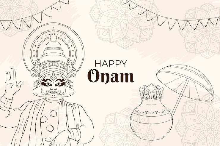 मुफ़्त वेक्टर hand drawn background for onam festival celebration